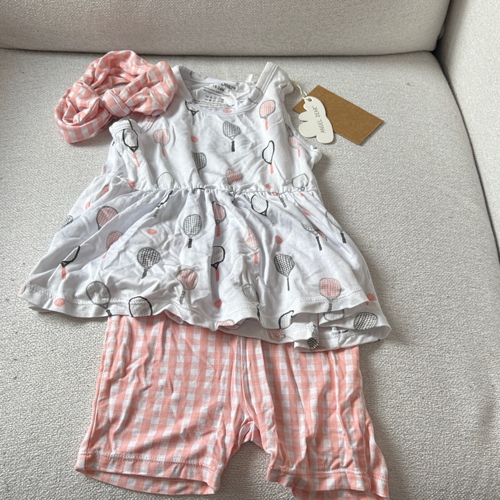 Cute Angel Dear tennis themed summer toddler outfit - NWT